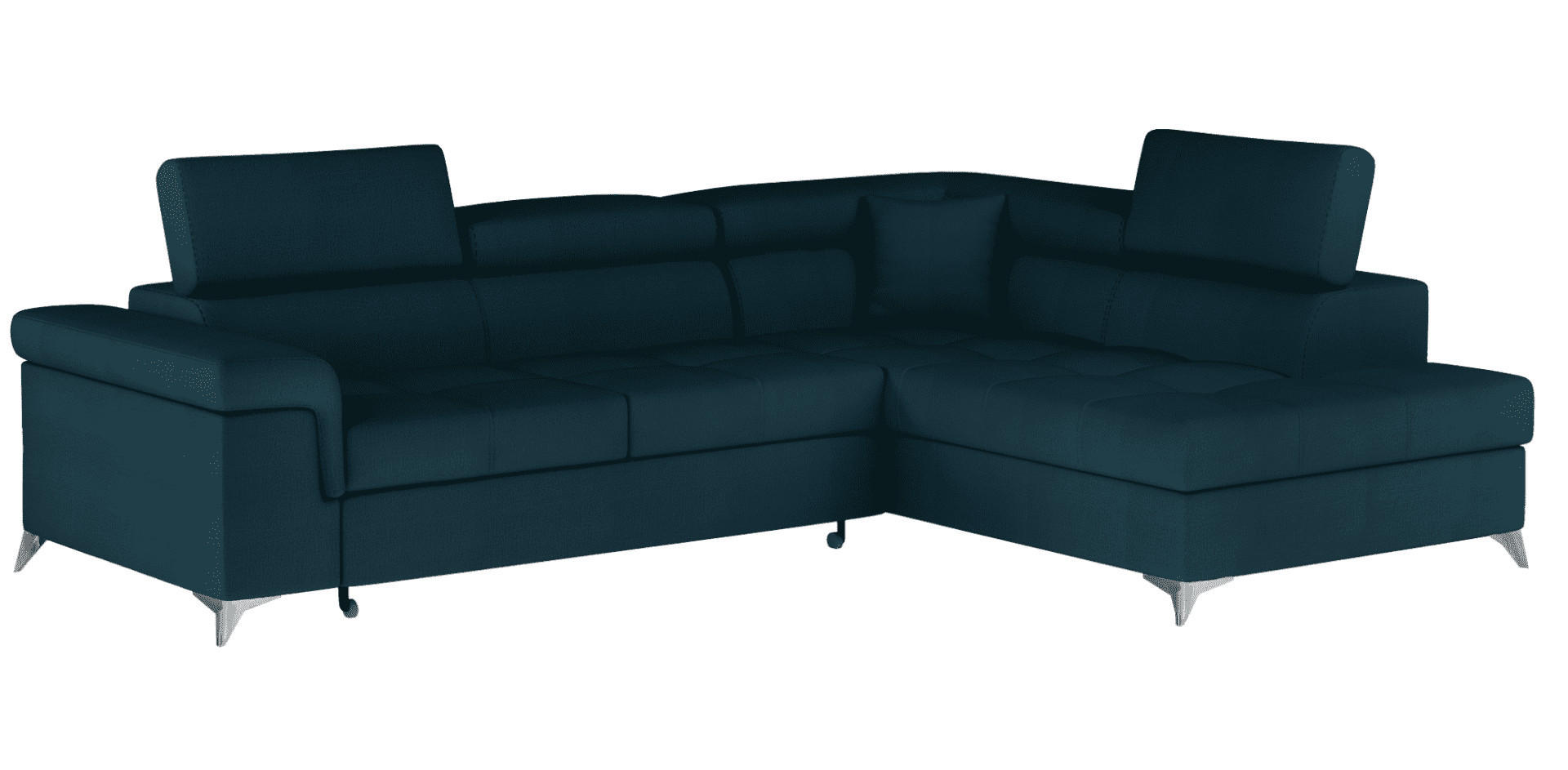 ECKSOFA mit Schlaffunktion und Bettkasten, pflegeleichter Monolith-Stoff - Chromfarben/Dunkelblau, Textil/Metall (202/275cm) - Eltap