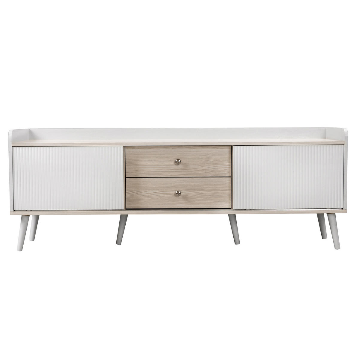 TV-ELEMENT mit 2 Schubladen und Schiebetüren 160 x 40 x 58 cm Weiß/Holzoptik - Weiß, Holzwerkstoff (40/58/160cm) - Beauniv