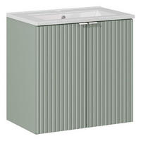 WASCHTISCHKOMBI 60 cm 2 Teile - Line Reed Green L BM93 in Schilfgrün/ Evoke Eiche - Grün, Holz (60/57/40cm)