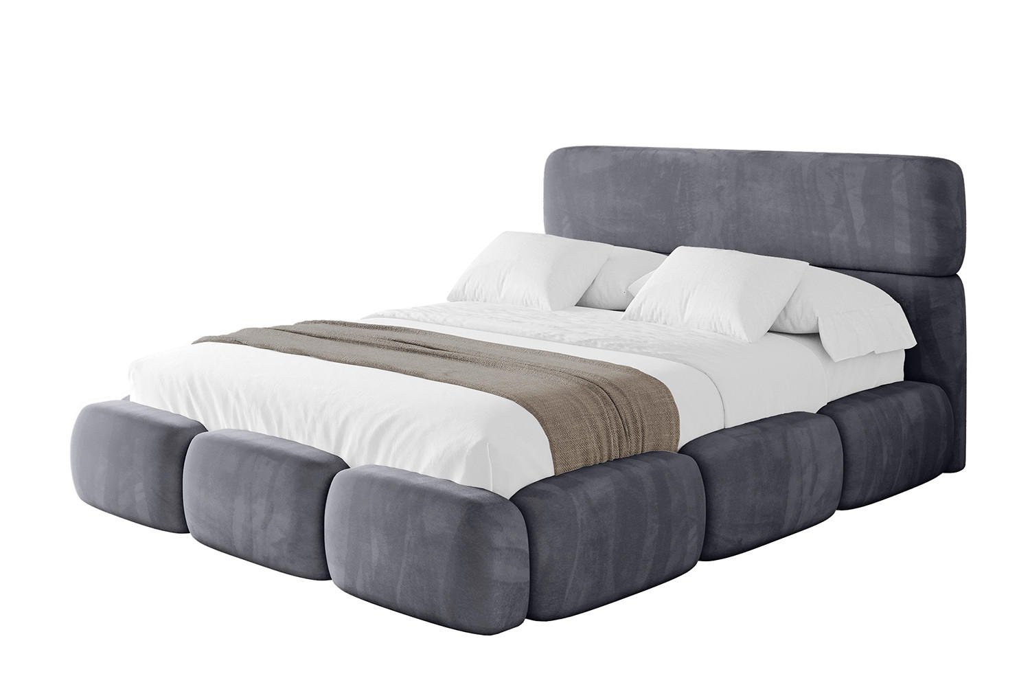 POLSTERBETT mit Bettkasten und Lattenrost, Boxbett ohne Matratze - ELVA 200x200 Dunkelgrau - Dunkelgrau, Holzwerkstoff/Textil (200/200cm) - ALTDECOR