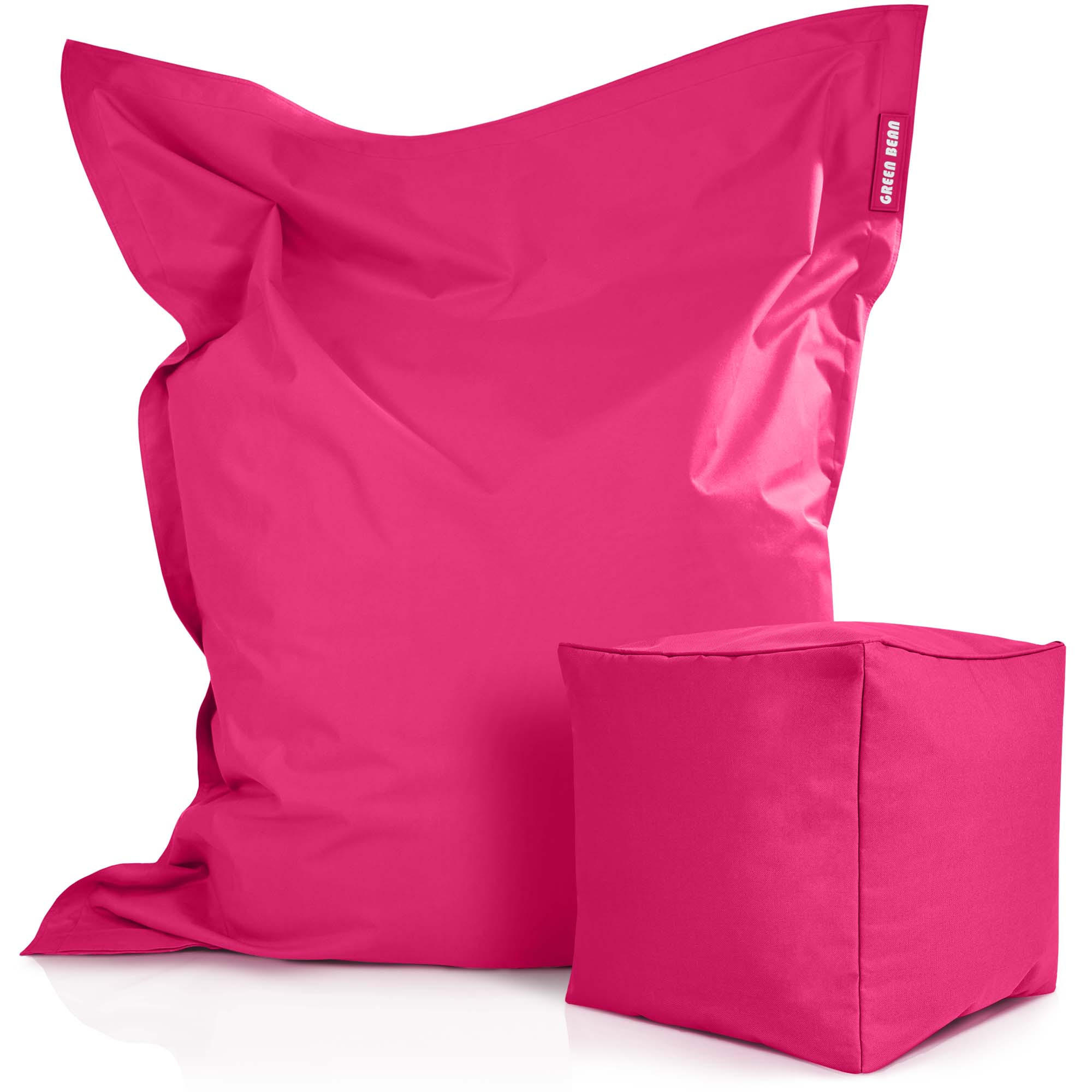 XXL-SITZSACK + Pouf 2er Set - 140x180cm - Pink, Textil (140/25/180cm) - Green Bean