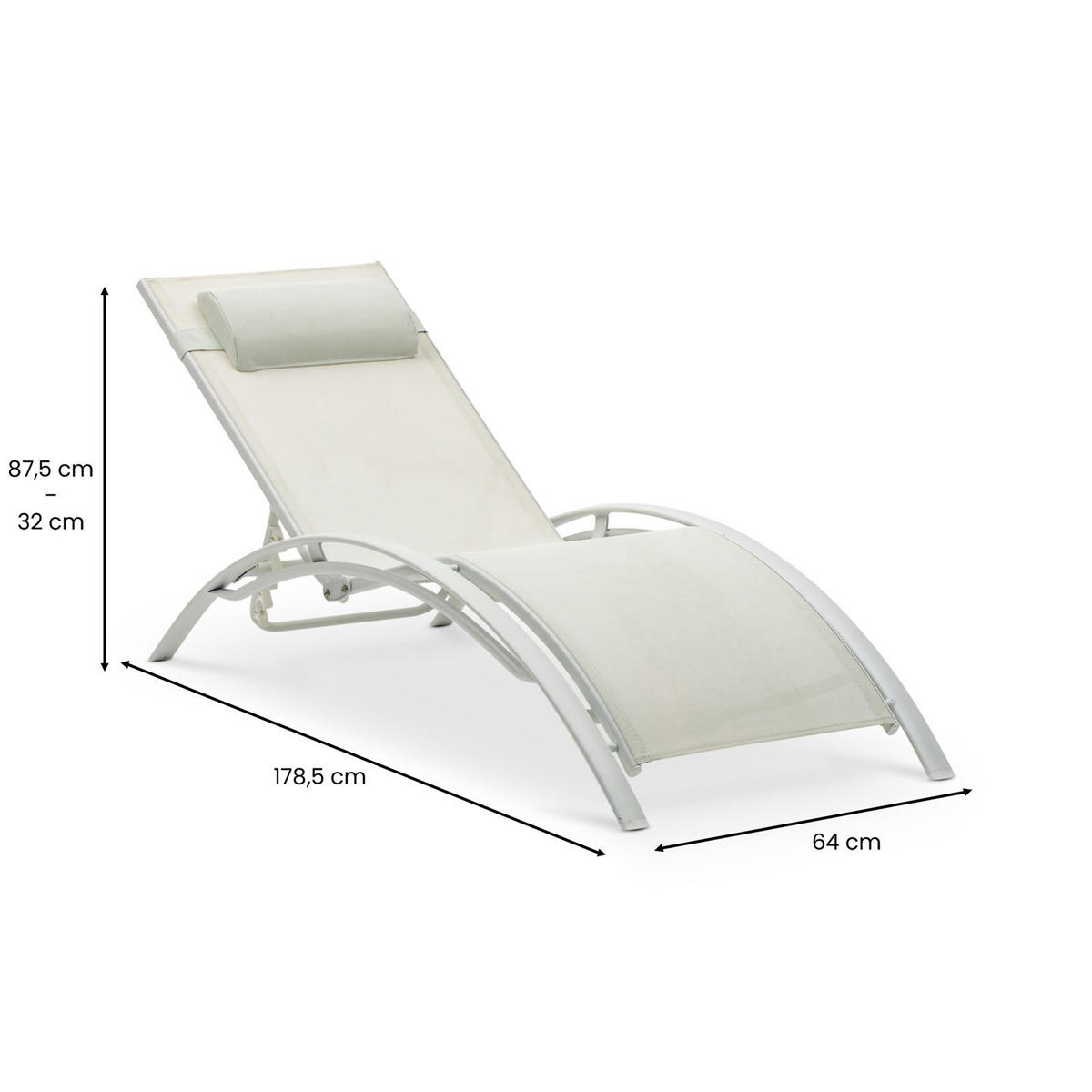 GARTENLIEGE RELAX cremeweiß - Creme, Textil/Metall (179/88/64cm) - IDIMEX