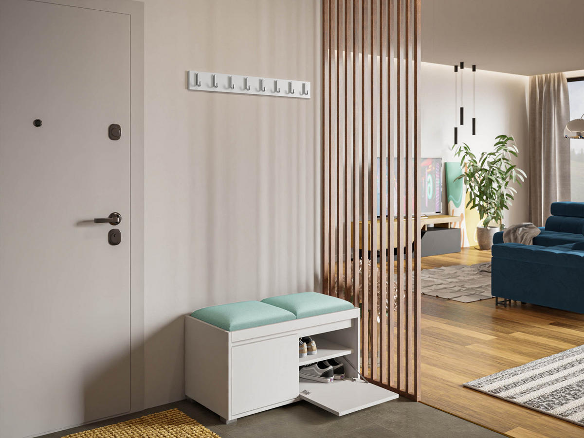 GARDEROBEN-SET Grawis 80 I - Silberfarben/Mintgrün, Holzwerkstoff/Kunststoff (84.5/45/34cm) - MIRJAN24