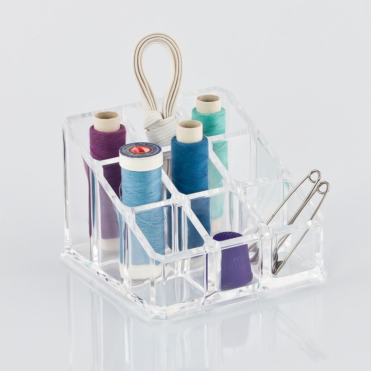 KOSMETIKORGANIZER, mit 9 Fächern, quadratisch - Transparent, Kunststoff (9/9/6.5cm) - bremermann