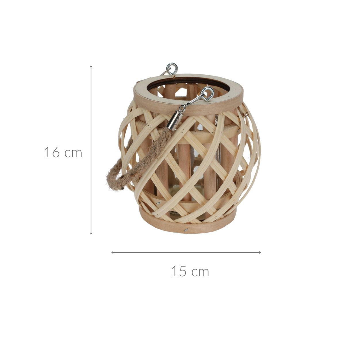 BAMBUSLATERNE naturfarben mit Griffen - Braun, Naturmaterialien (15/16/15cm) - Home Styling Collection