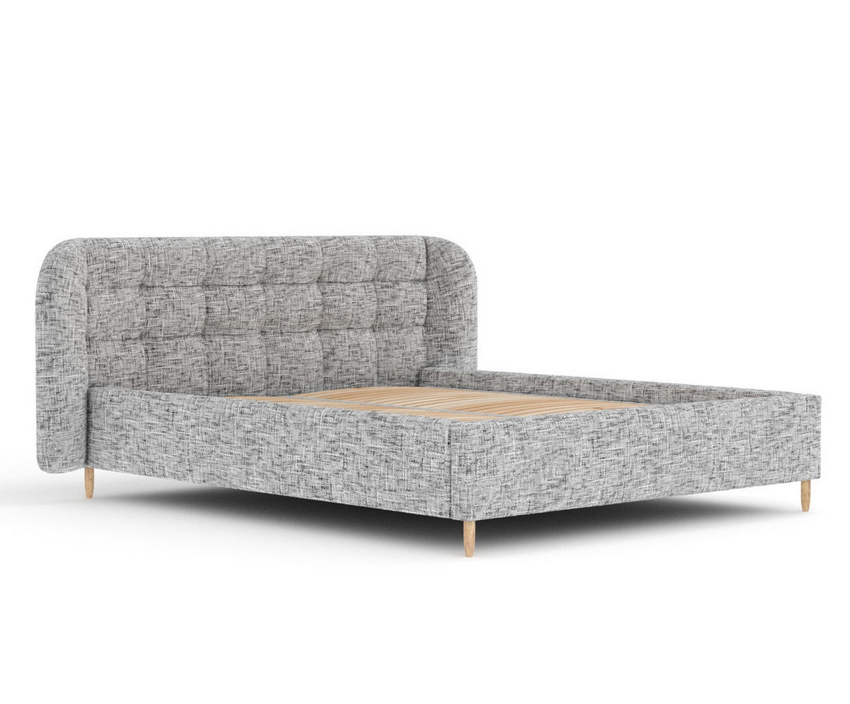 POLSTERBETT Nuno Grau 140/200 cm im Chenille-Stoff - Naturfarben/Grau, Holz/Holzwerkstoff (140/200cm) - Maison de Reve