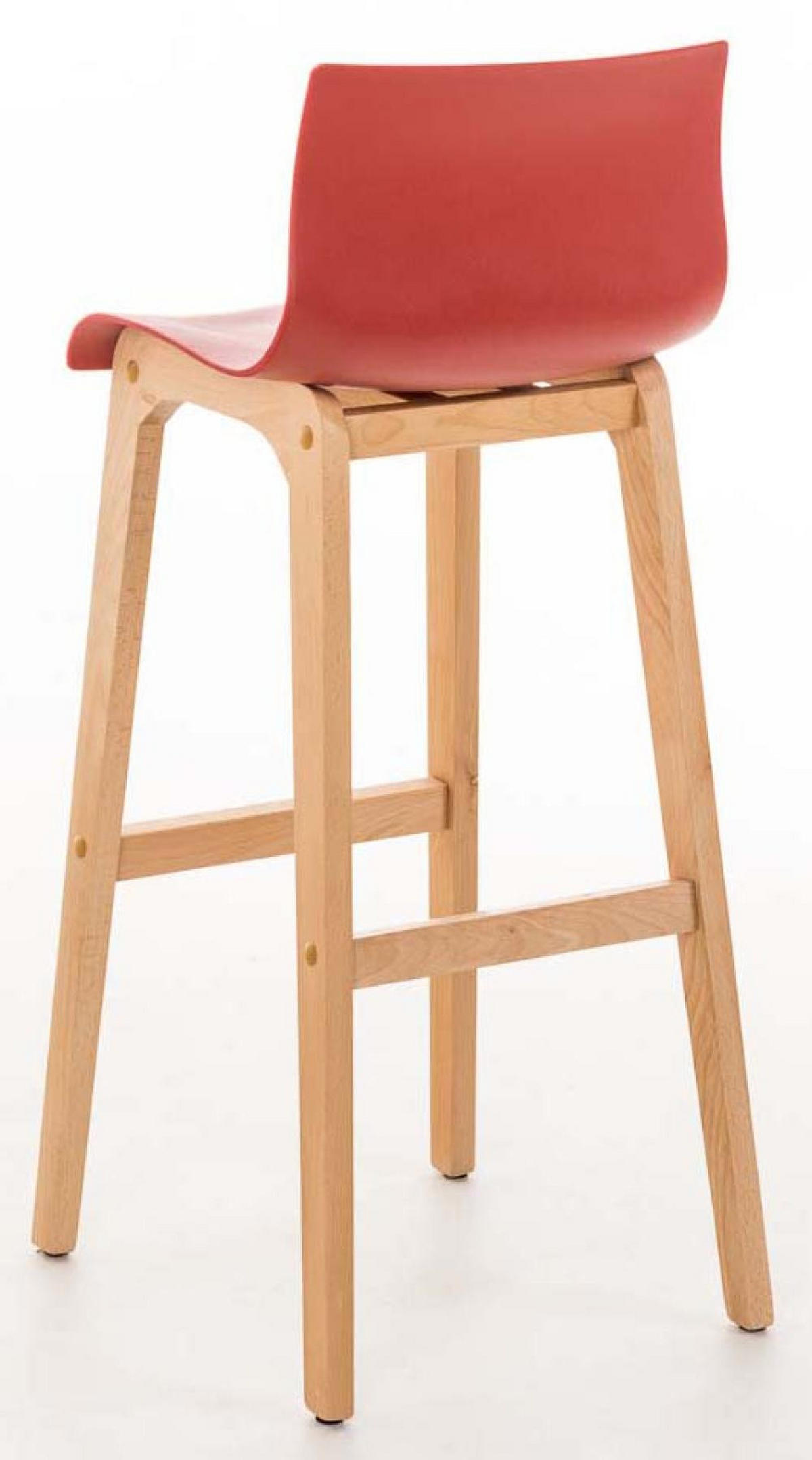 BARHOCKER 2er Set Holz rot - Eukalyptusholzfarben/Rot, Holz (41/101/46cm) - CLP