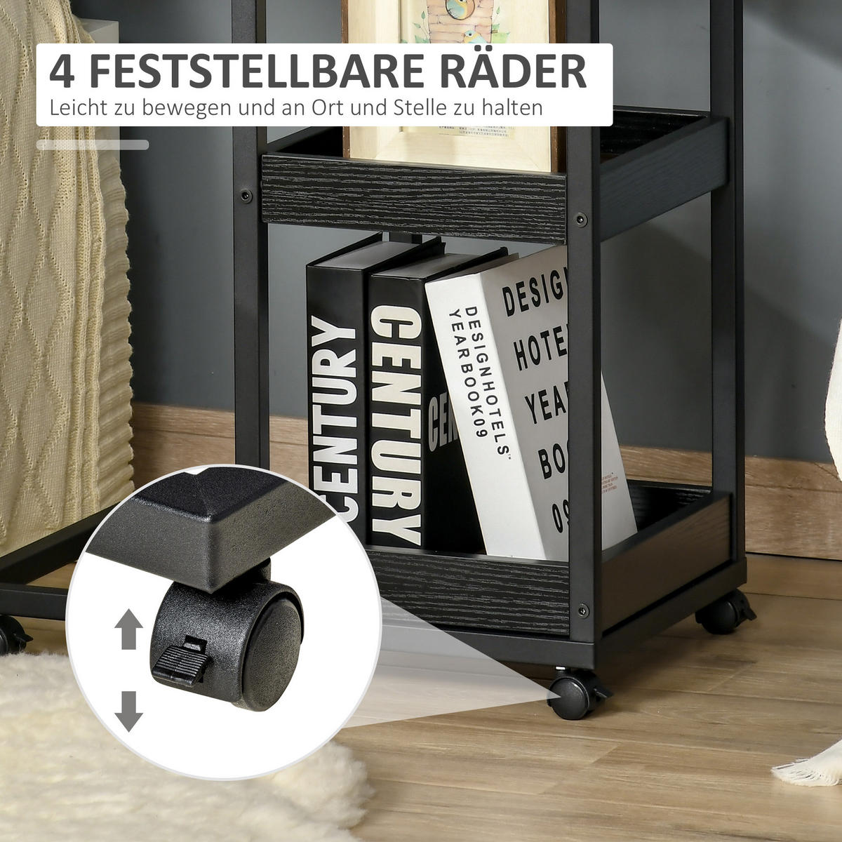 BEISTELLTISCH - Braun, Metall (51/33/66cm) - HOMCOM
