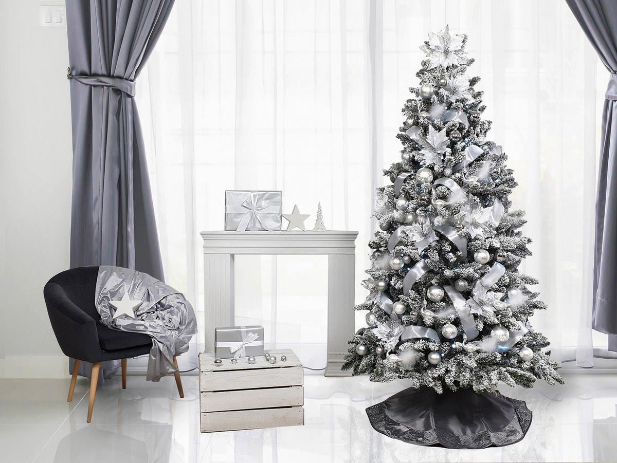 LAALU WEIHNACHTSBAUM künstlich mit Schnee DELUXE Viola 240 cm, Tannenbaum Christbaum Kunstbaum Dekobaum mit Metallständer - Weiß, Kunststoff (240cm) - LAALU