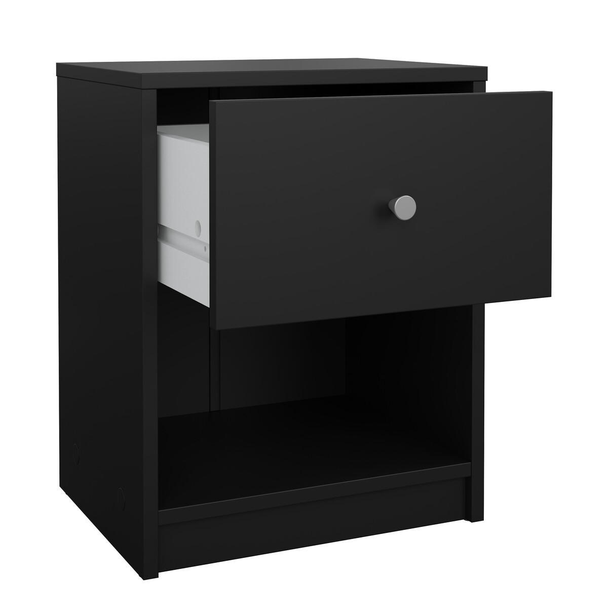 50. NACHTTISCH mit 1 Schublade und 1 Fach lise 37,9/30,1/48,4 cm - Schwarz, Holzwerkstoff (30.1/48.4/37.9cm) - Calicosy