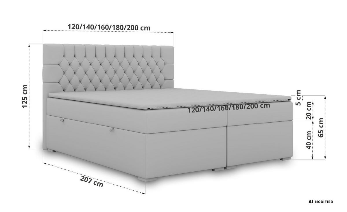BOXBETT PERA 200/200 Braun Velvet - H4 - Braun, Holz/Textil (200/200cm) - MKS