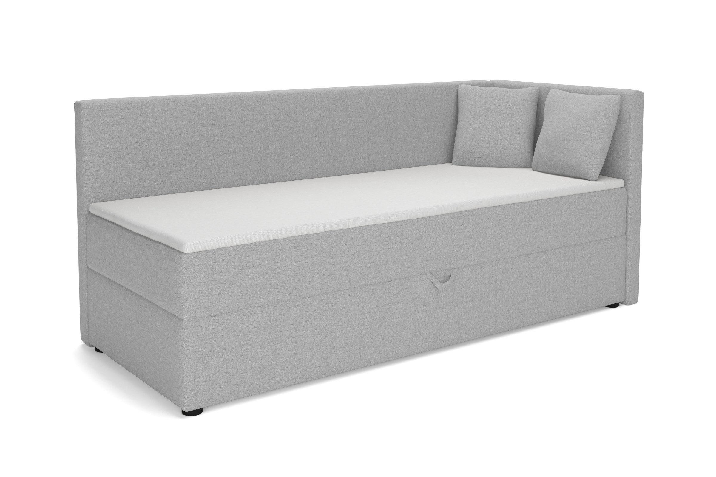 BOXBETT NEVY 90/200 in Stoff Dunkelgrau H4 rechts - Dunkelgrau, Holz/Holzwerkstoff (90/200cm) - Deine Möbel 24