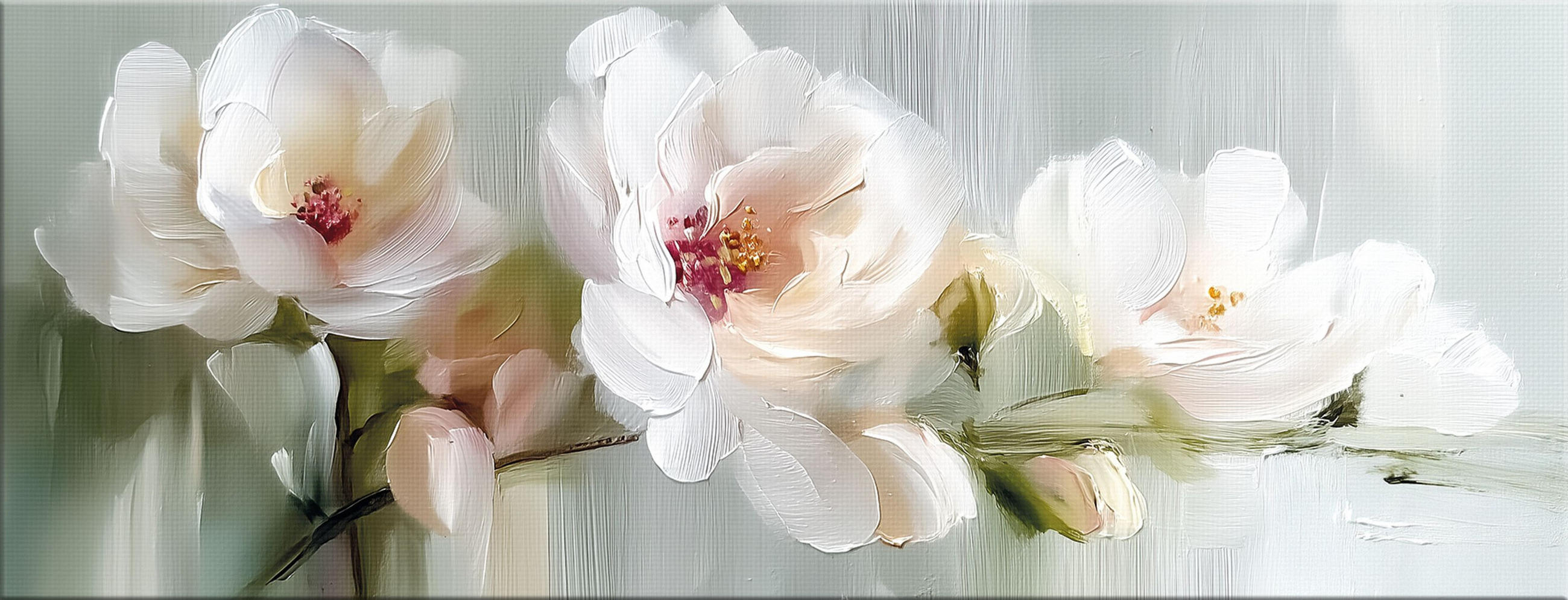 GLASBILD 80x30 cm weiße Blüten - Weiß, Glas (80/30cm) - artissimo