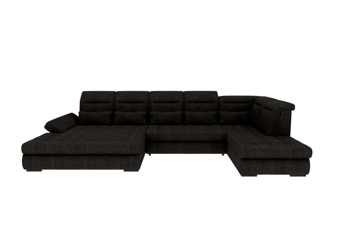 WOHNLANDSCHAFT Toscana Velours inkl. Schlaffunktion - Schwarz, Textil (208/87/358cm) - 99rooms