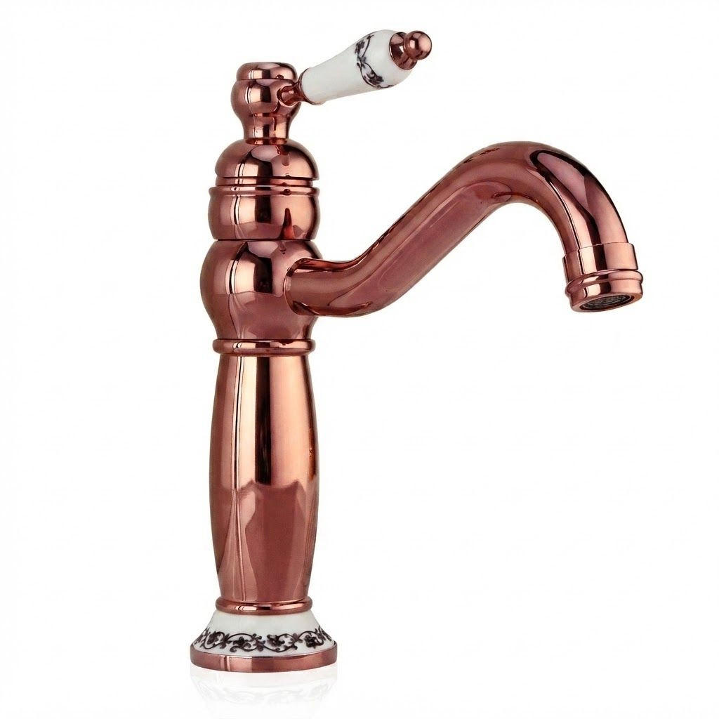 WASCHTISCHARMATUR, 23,5 x 20 cm, Roségold - Roségold, Metall (36/7/24cm) - Vallsero