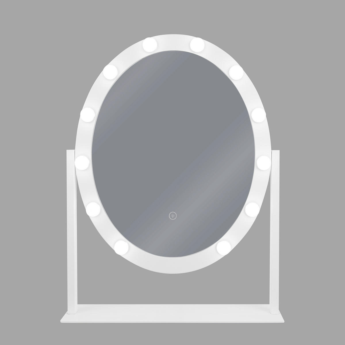 BADSPIEGEL mit LED-Beleuchtung oval 50/60 cm Rostrenen - Weiß, Metall (55/60/3cm) - Beliani