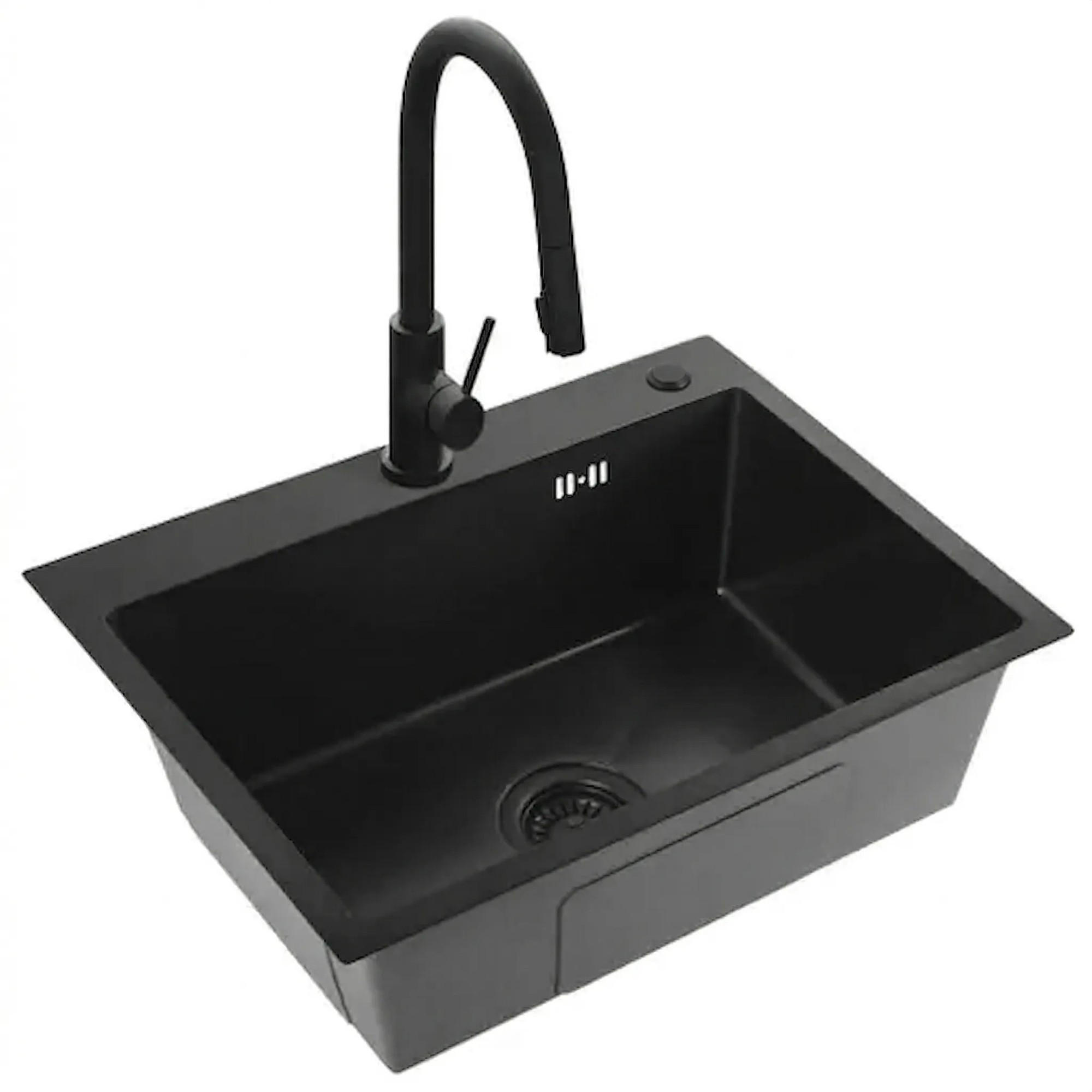 EDELSTAHLSPÜLE Rea Liam Black mit Küchenarmatur - Schwarz, Metall (45/18.5/58cm) - REA