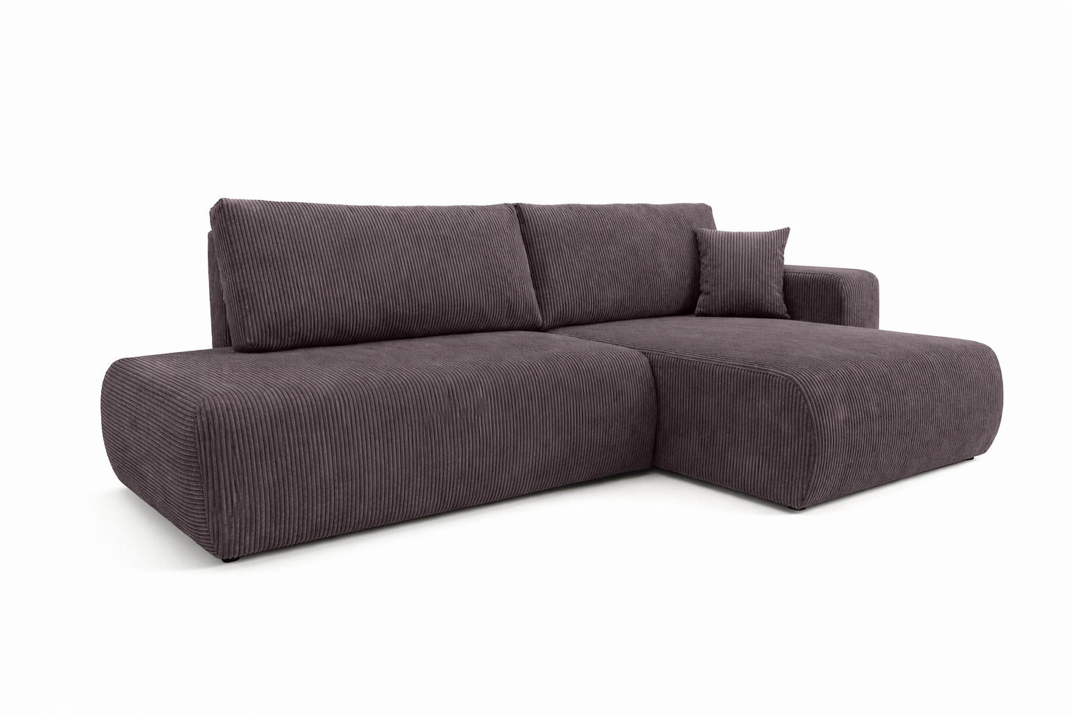 ECKSOFA Mit Schlaffunktion Und Bettkasten, Cordstoff Poso, Dunkelgrau, Rechts, OPEN XL - Dunkelgrau, Holz (262/145cm) - Kaiser Möbel