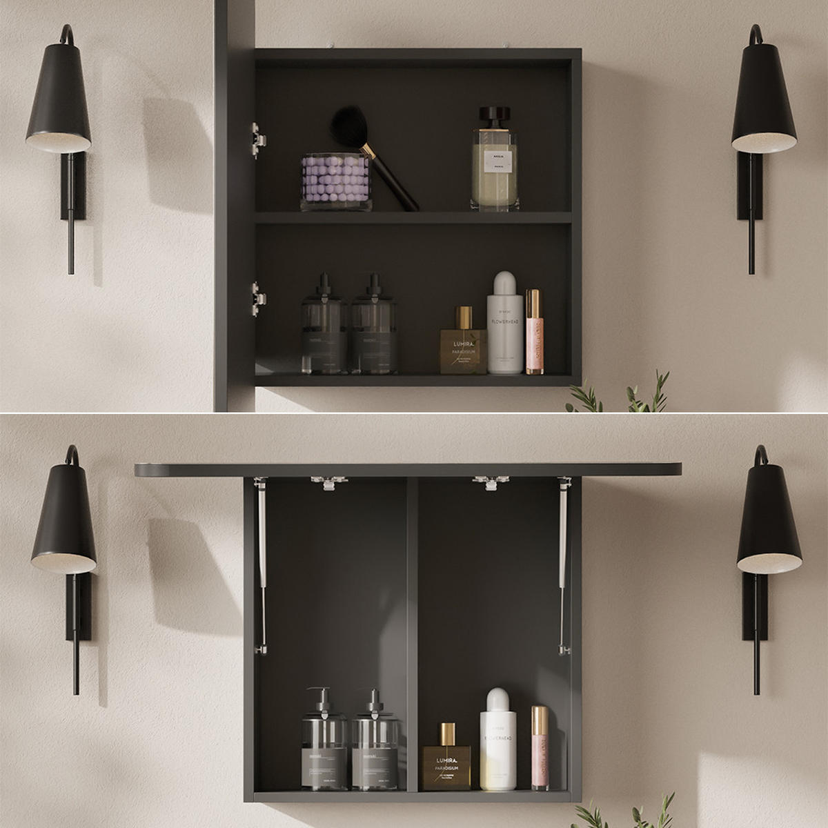 KOUPELNOVÁ ZRCADLOVÁ SKŘÍŇKA Zino Antracit - antracitová, kompozitní dřevo (70/50/17.4cm) - Vicco