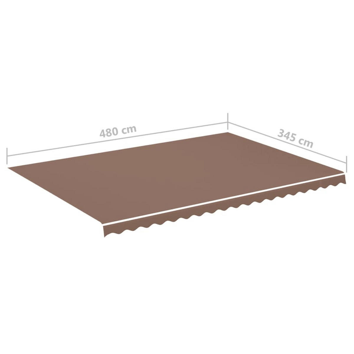 MARKISENSTOFF mit Volant| Braun, für 500x350cm Rahmen | Markisenbespannung Markisentuch - Braun, Textil (480/0.3/345cm) - DELUKE