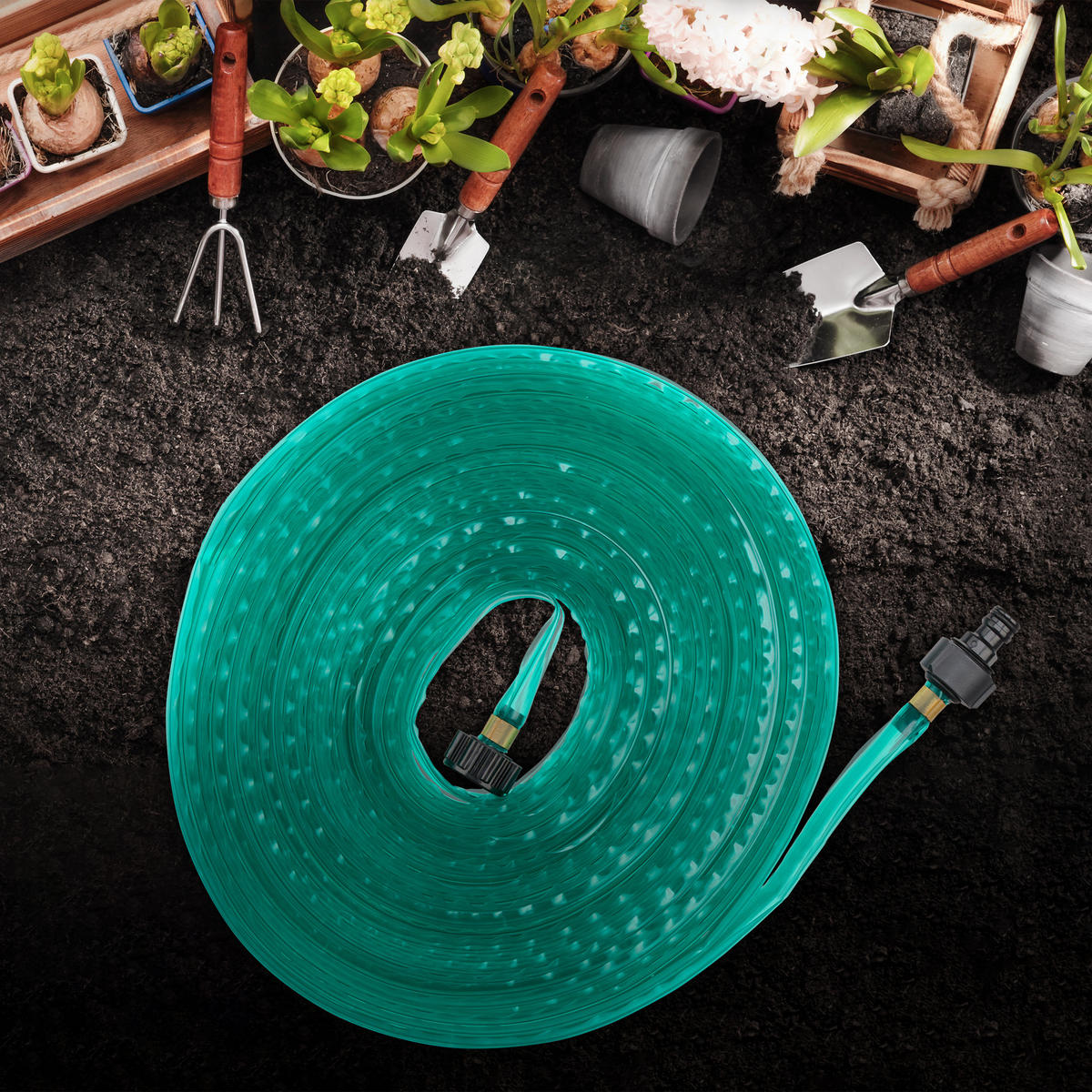 BEWÄSSERUNGSSCHLAUCH 20m - Grün, Kunststoff (3.5cm) - Relaxdays