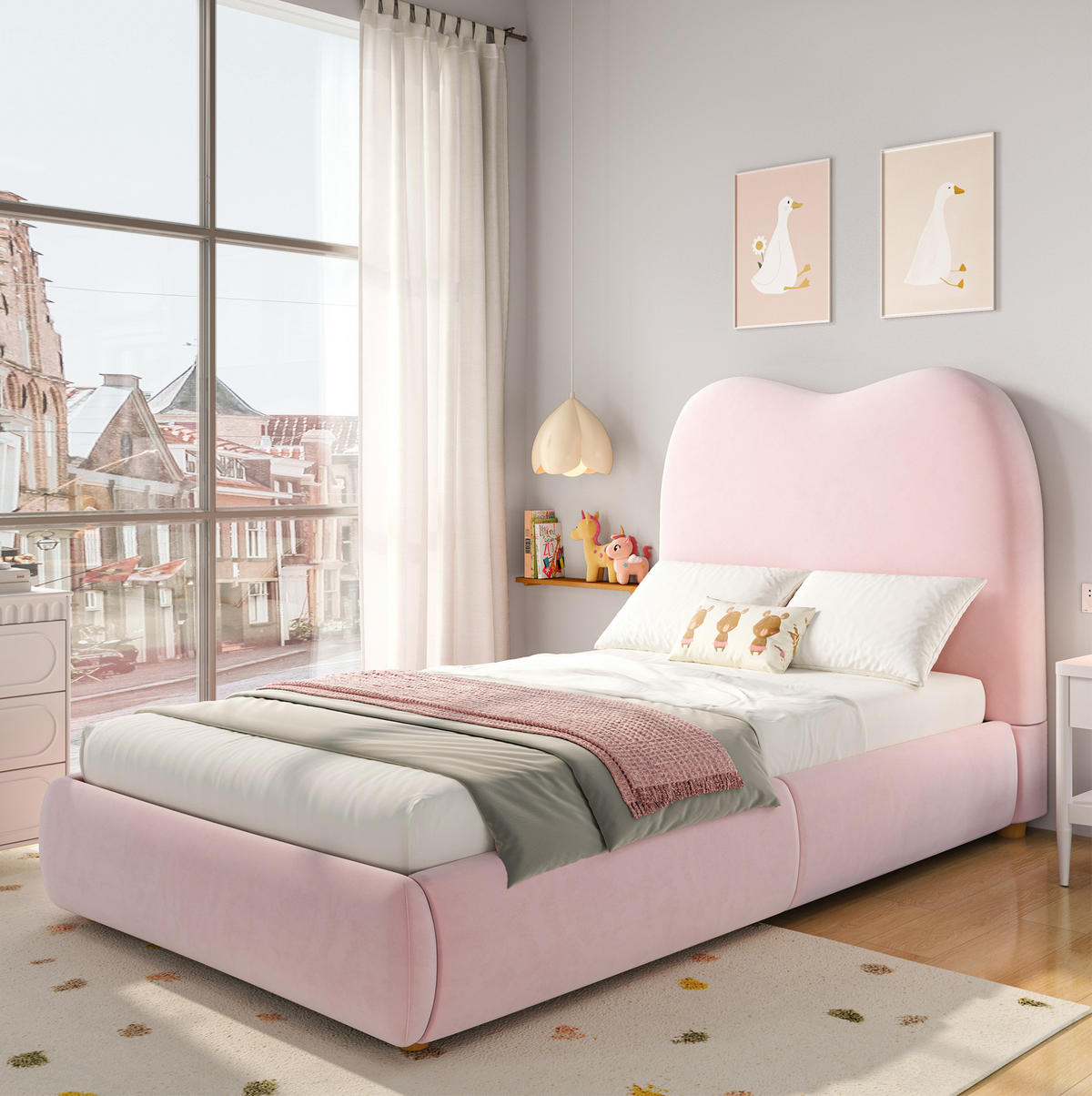 POLSTERBETT aus Samt 90x200 cm in Rosa mit Hydraulik-Stauraum - Rosa, Textil (90/200cm) - Modfu