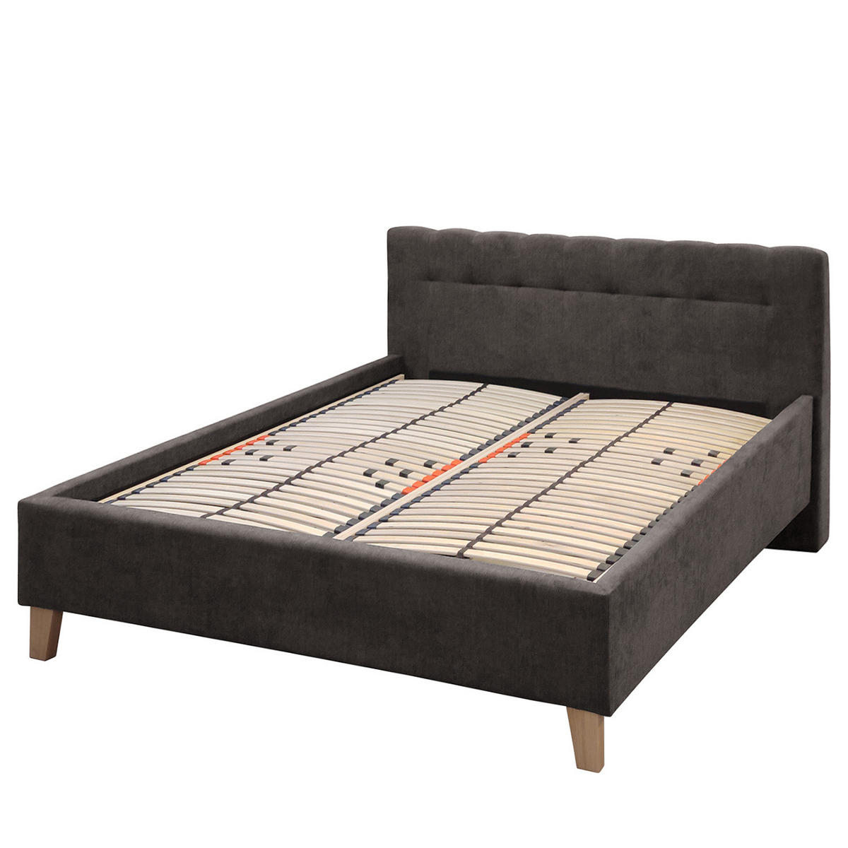 POLSTERBETT - Samt - Dunkelgrau, Holz/Textil (160/200cm) - home24