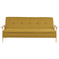 3-SITZER-SCHLAFSOFA senfgelb Tjorn - Hellbraun/Gelb, Textil (204/84/67cm) - Beliani