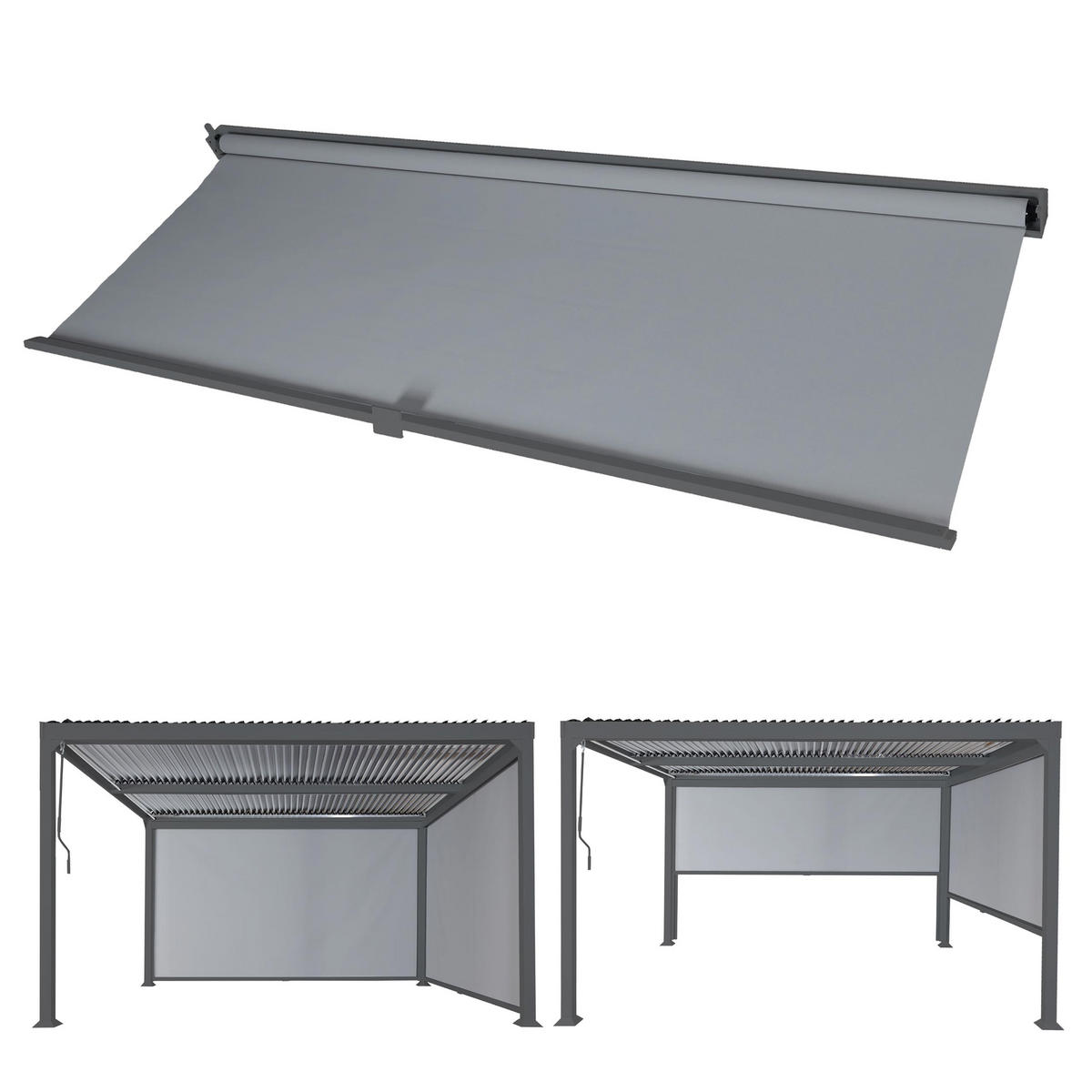 SEITENWAND FÜR PERGOLA Anthrazit - Anthrazit, Textil (338/206/1cm) - MCW