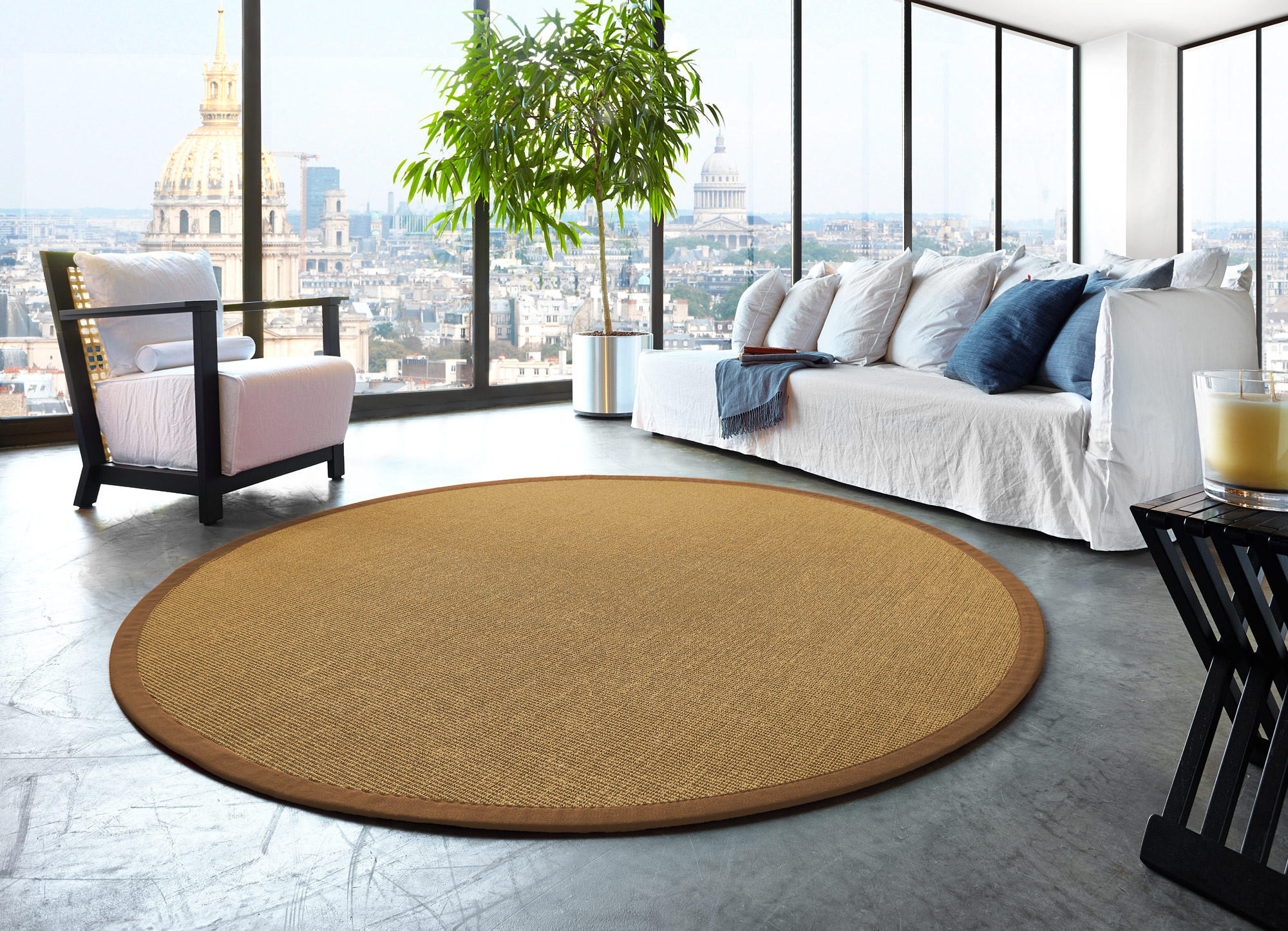 TEPPICH Sisal Manaus hanf/havanna Rund 350cm - Naturfarben, Textil (350/350cm) - Astra