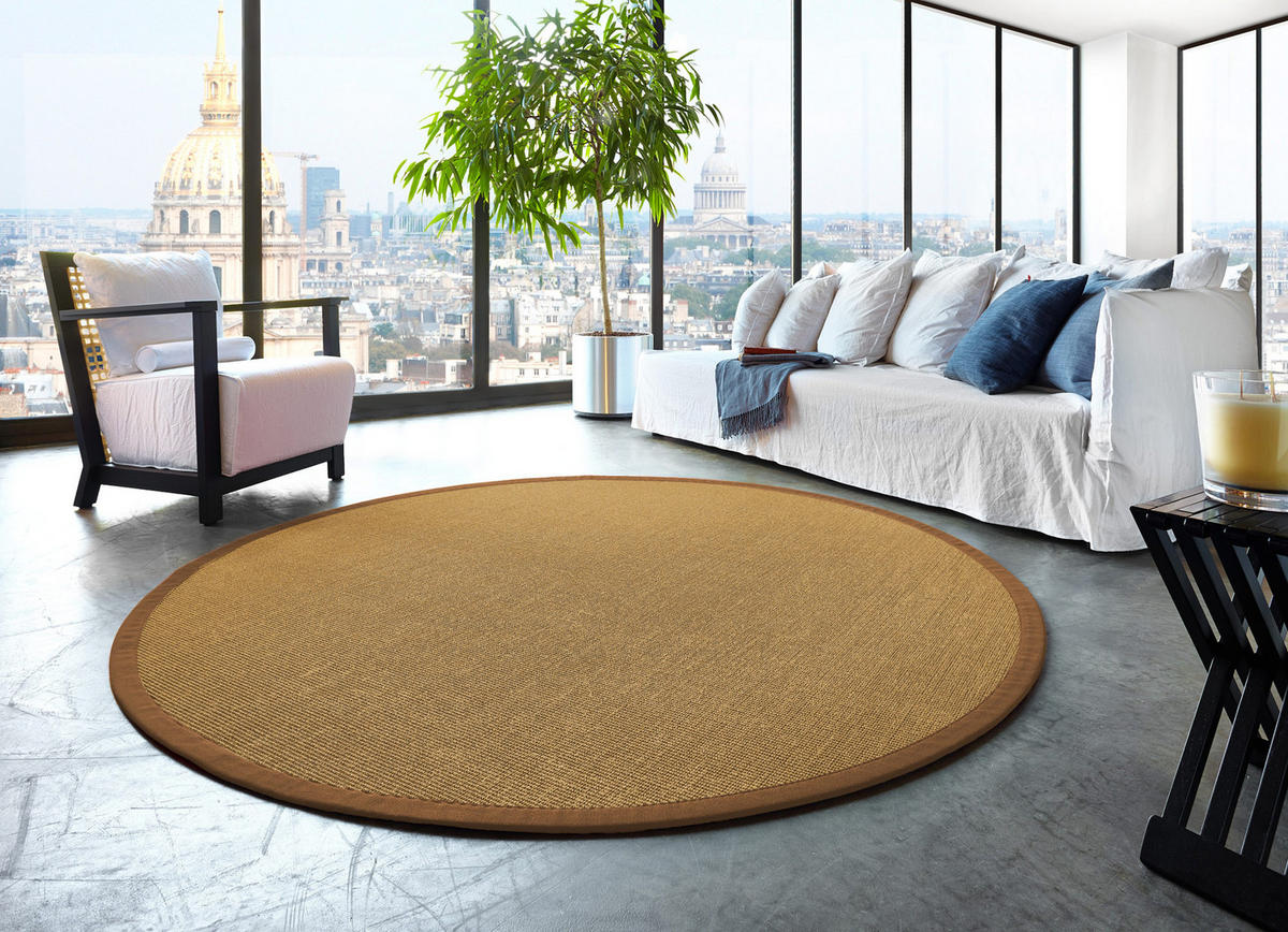 TEPPICH Sisal Manaus hanf/havanna Rund 300cm - Naturfarben, Textil (300/300cm) - Astra