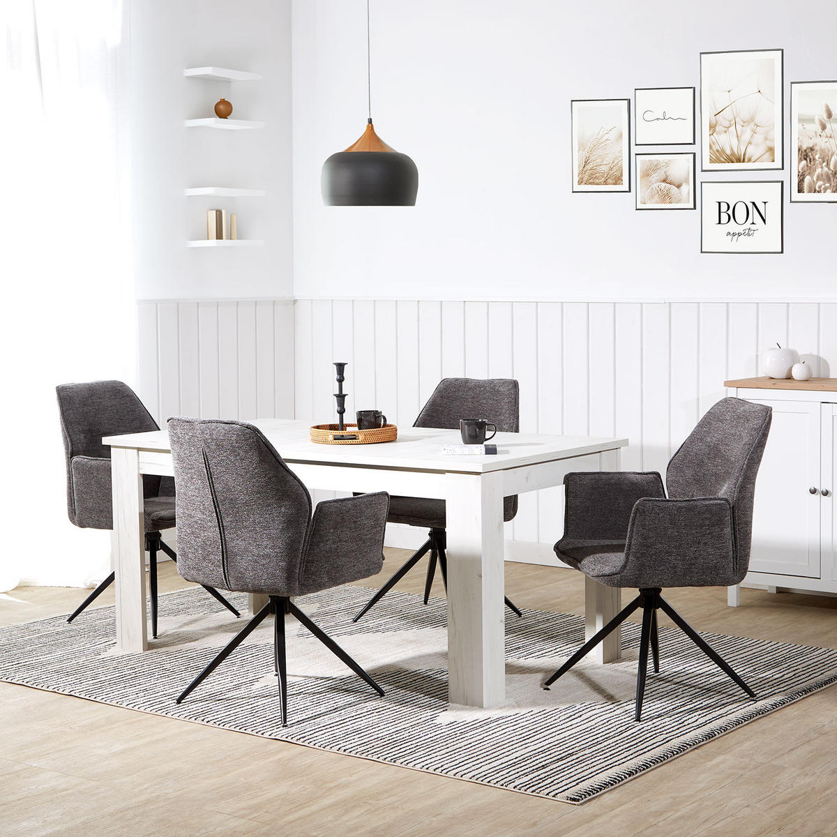 ARMLEHNSTUHL 2 Stück in Stahl drehbar Grau - Grau, Textil (61/93/60cm) - Homestyle4u