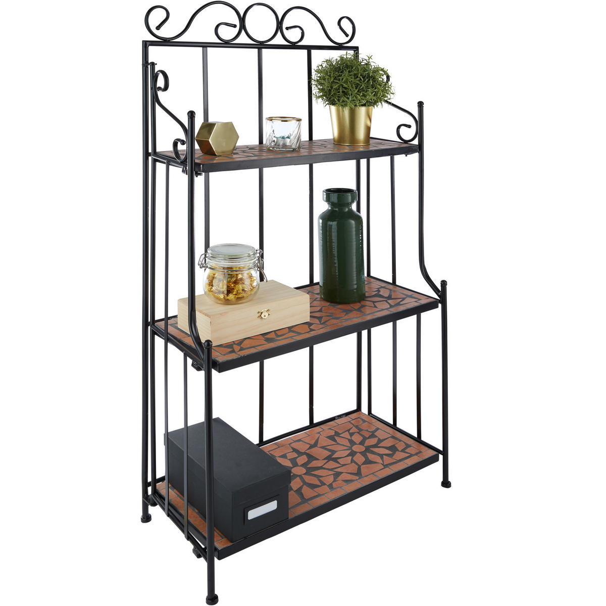 METALLREGAL , 61 x 29 x 114 cm, terracotta - Terracotta, Metall (29/114/61cm) - tectake