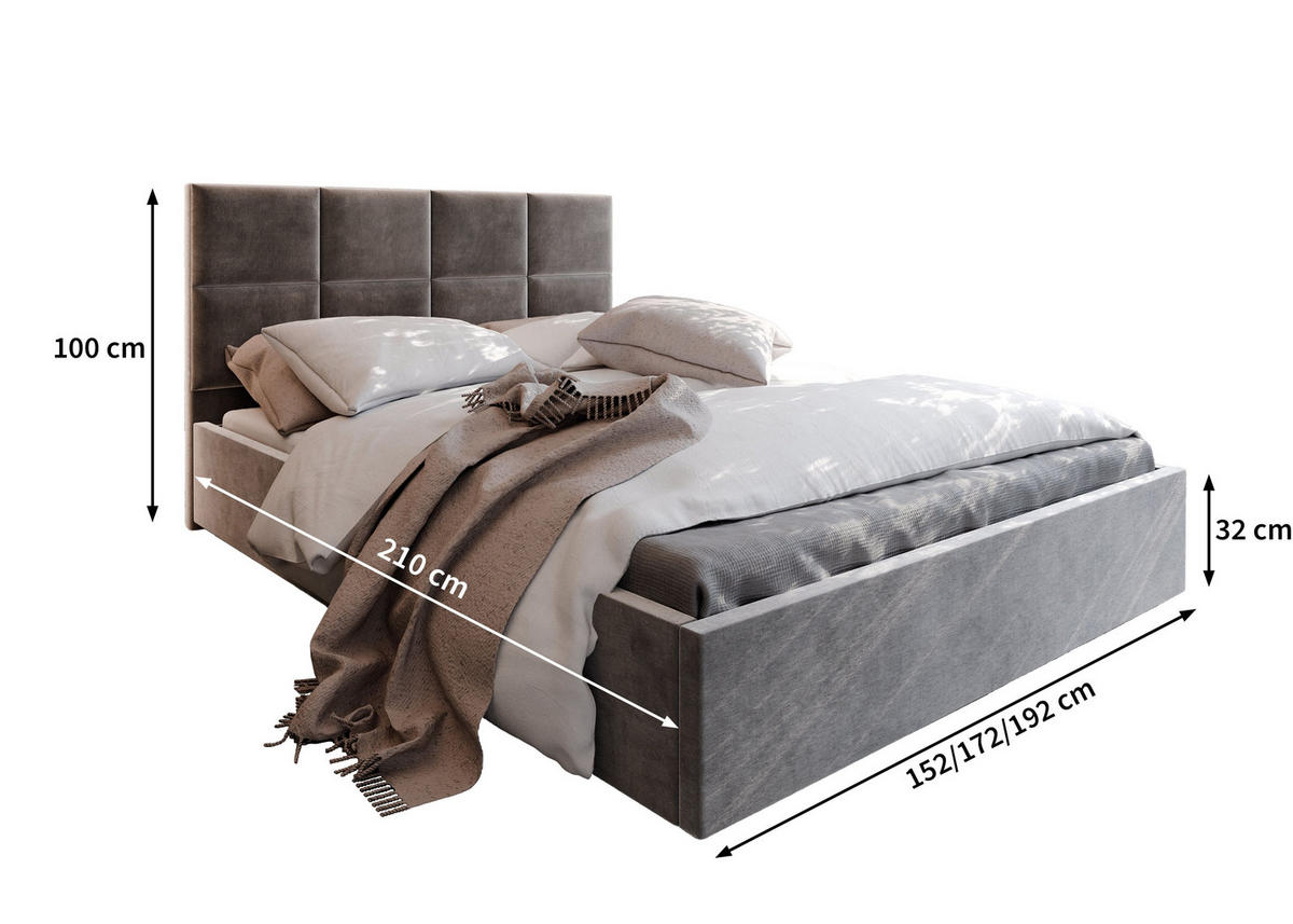 POLSTERBETT LIMENA 140x200 cm mit Bettkästen - Schwarz - Schwarz, Holz (140/200cm) - MASSENO