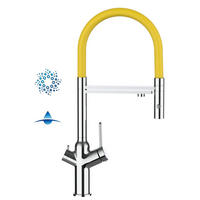 4-WEGE-KÜCHENARMATUR, Verchromt und Gelb, 2-Strahl-Brause - Chromfarben, Metall (20.61/48/20.61cm) - VIZIO