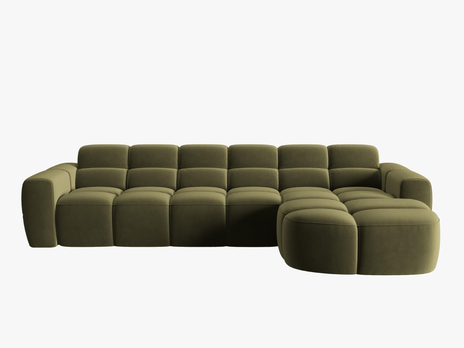 ECKSOFA rechts Lisa aus Samt hellgrün 4 Sitzplätze - Hellgrün, Textil (170/310cm) - Micadoni