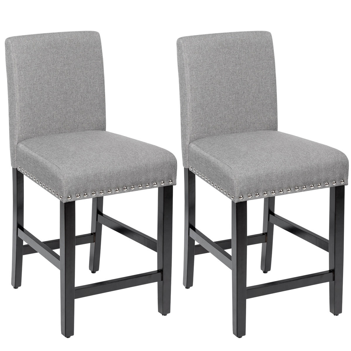 BARHOCKER Grau(2er-Set) - Grau, Metall (53/93/42.5cm) - COSTWAY
