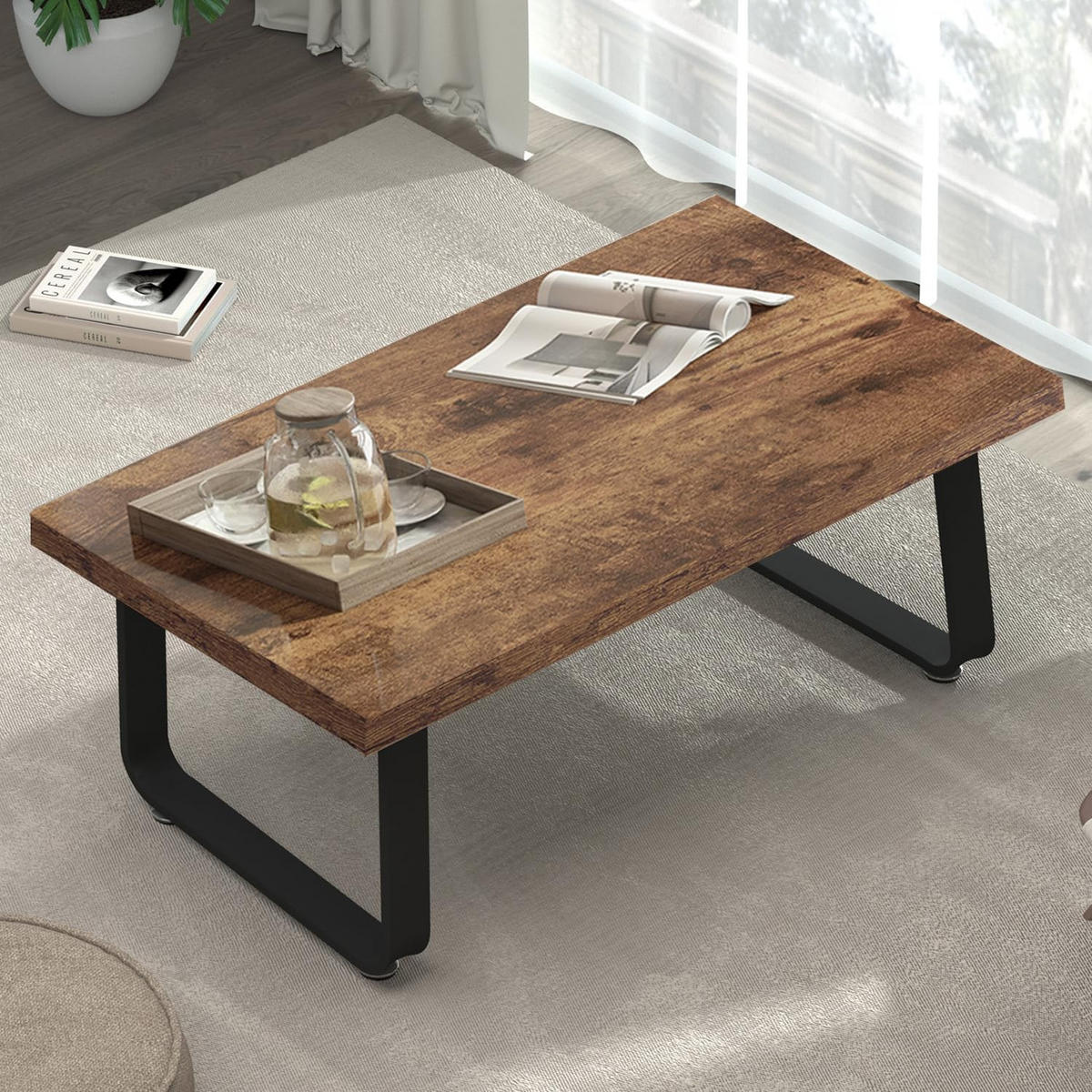 COUCHTISCH Modern Holz Metall 120 x 60 x 46,5 cm Wohnzimmertisch - Wildeiche, Holzwerkstoff/Metall (60/120/46.5cm) - Quality Elegance