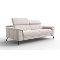 SOFA FIERO 3-Sitzer, Beiger Veloursstoff - Beige/Schwarz, Holz/Textil (212/82/103cm) - Courtois Laville