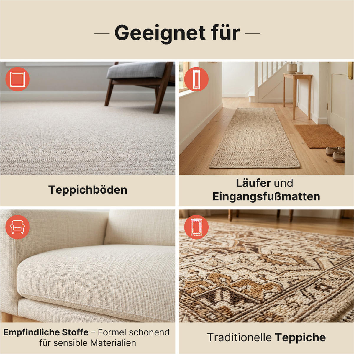 TEPPICHREINIGER 500 ml – Effektiv gegen Flecken & Gerüche - Transparent, Kunststoff (1/1cm) - Tapiso