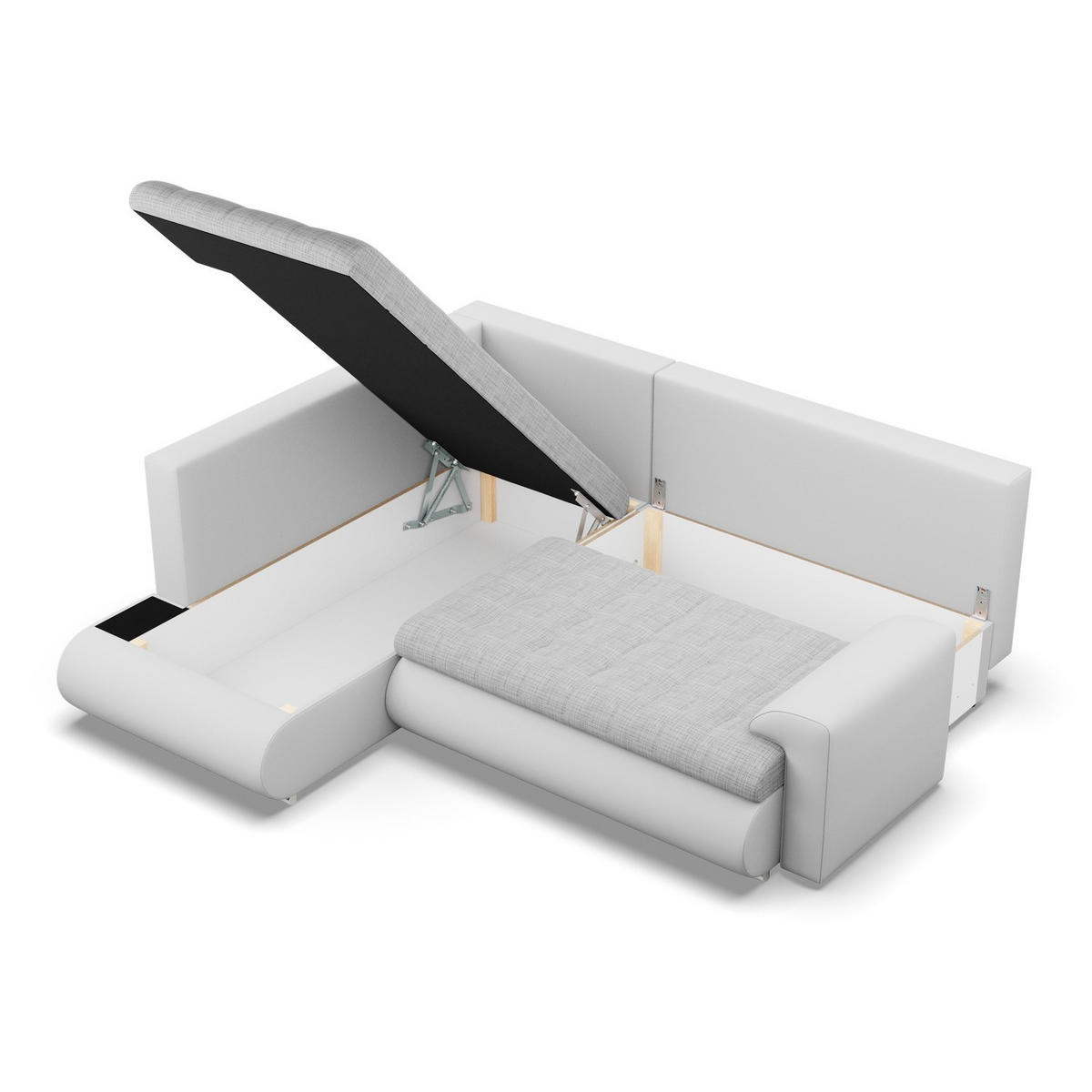 ECKSOFA LINKS MIT SCHLAFFUNKTION FORESTA, Grau + Grau - Hellgrau/Grau, Textil (230/200cm) - Mebligo