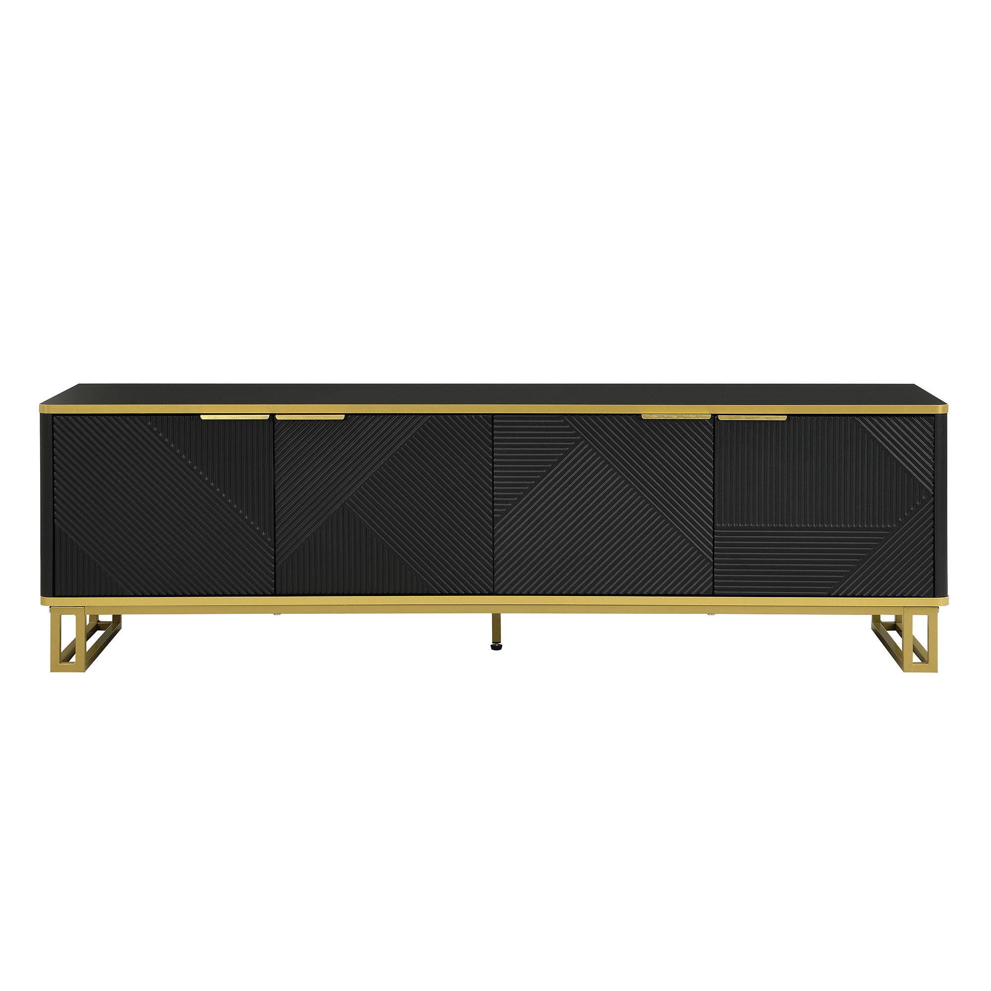 TV-LOWBOARD Schwarz-Gold 160/37.5/48 cm - Schwarz, Holzwerkstoff (160/48/37.5cm) - PANGIVO
