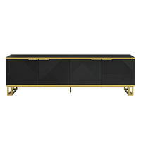 TV-LOWBOARD Schwarz-Gold 160/37.5/48 cm - Schwarz, Holzwerkstoff (160/48/37.5cm) - PANGIVO