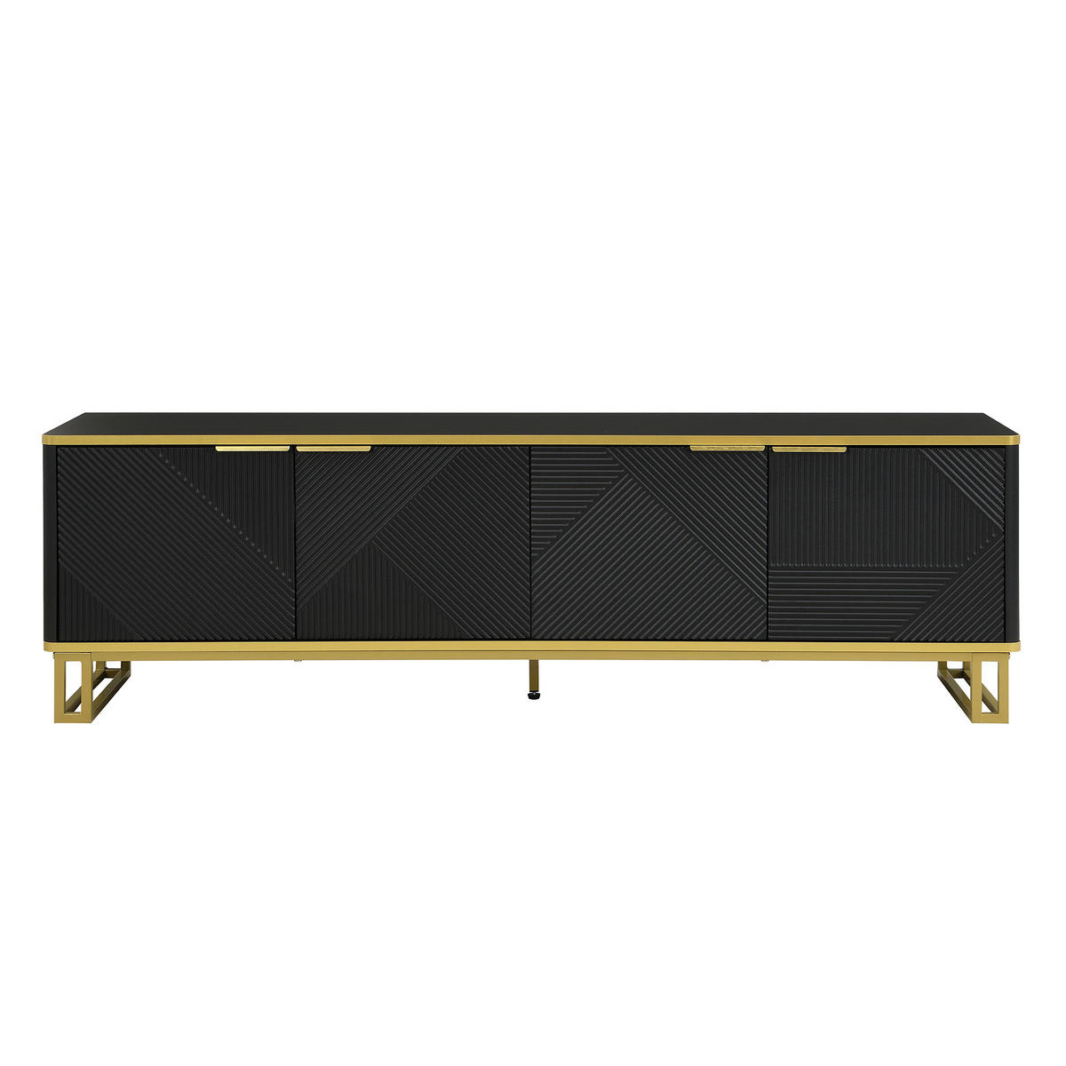 TV-ELEMENT 160/37.5/48 cm Schwarz mit 4 Türen - Schwarz, Holz (160/48/37.5cm) - Oxeza