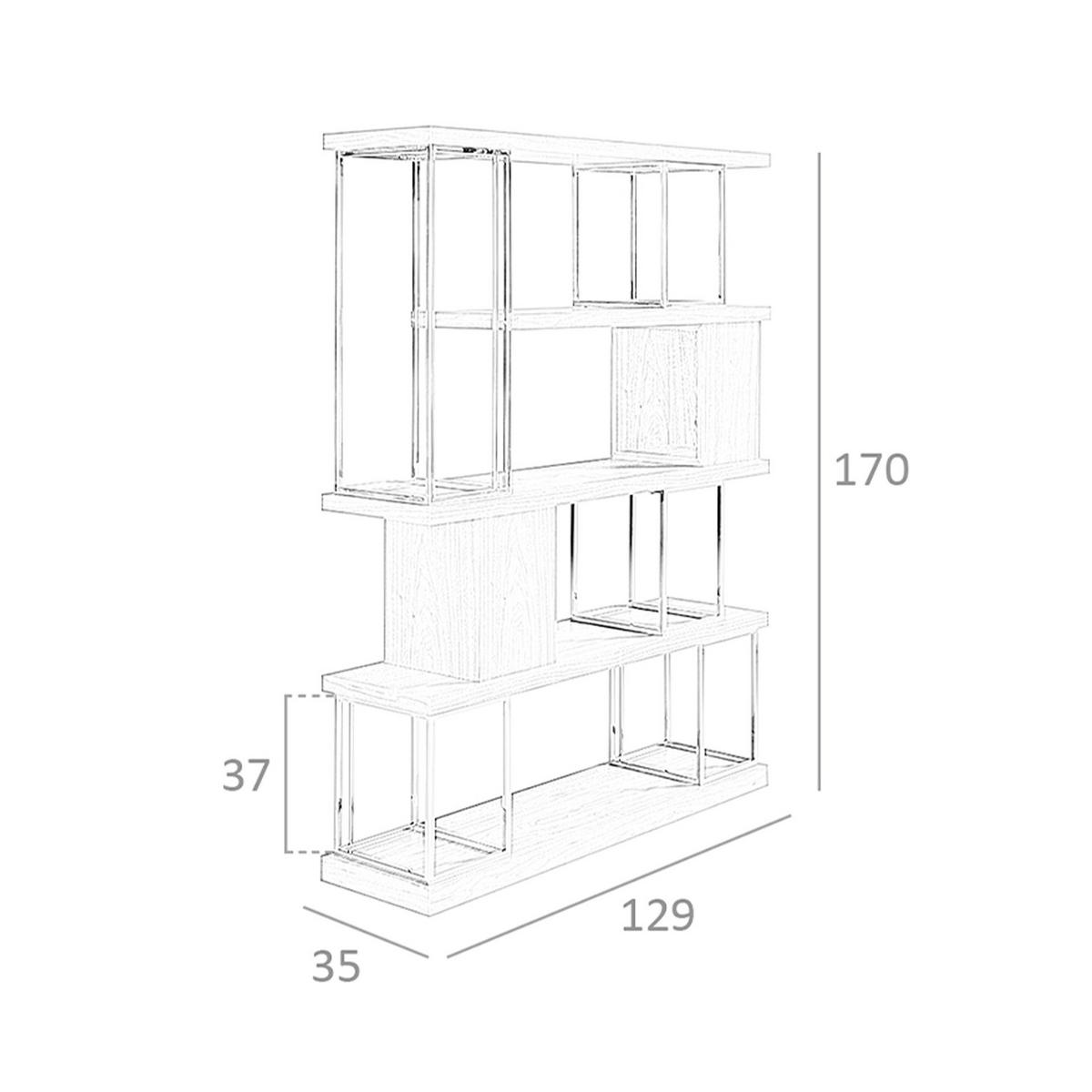 REGAL Regal aus Nussbaum und verchromtem Edelstahl 129/35/170 cm - Edelstahlfarben/Walnussfarben, Holz (129/170/35cm) - ANGEL CERDA