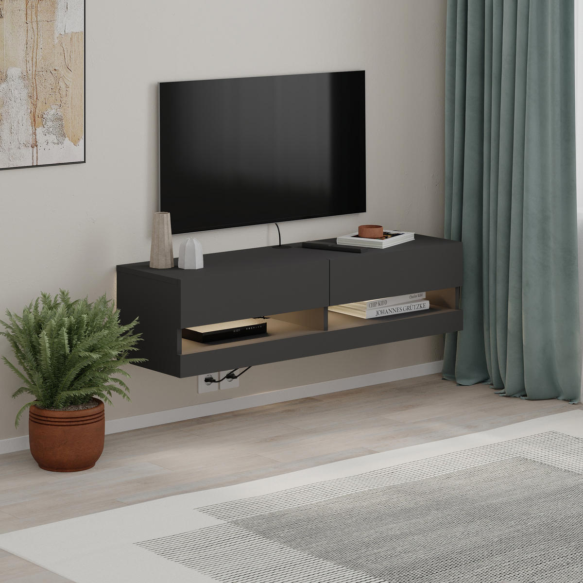 TV-LOWBOARD Moon Anthrazit 120/33,8/30 cm - Anthrazit, Holzwerkstoff (120/30/33.8cm) - Decortie