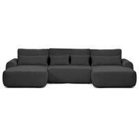 WOHNLANDSCHAFT Oliver mit Schlaffunktion, Schwarz, Bouclé-Stoff - Schwarz, Holzwerkstoff (355/87/160cm) - Beautysofa