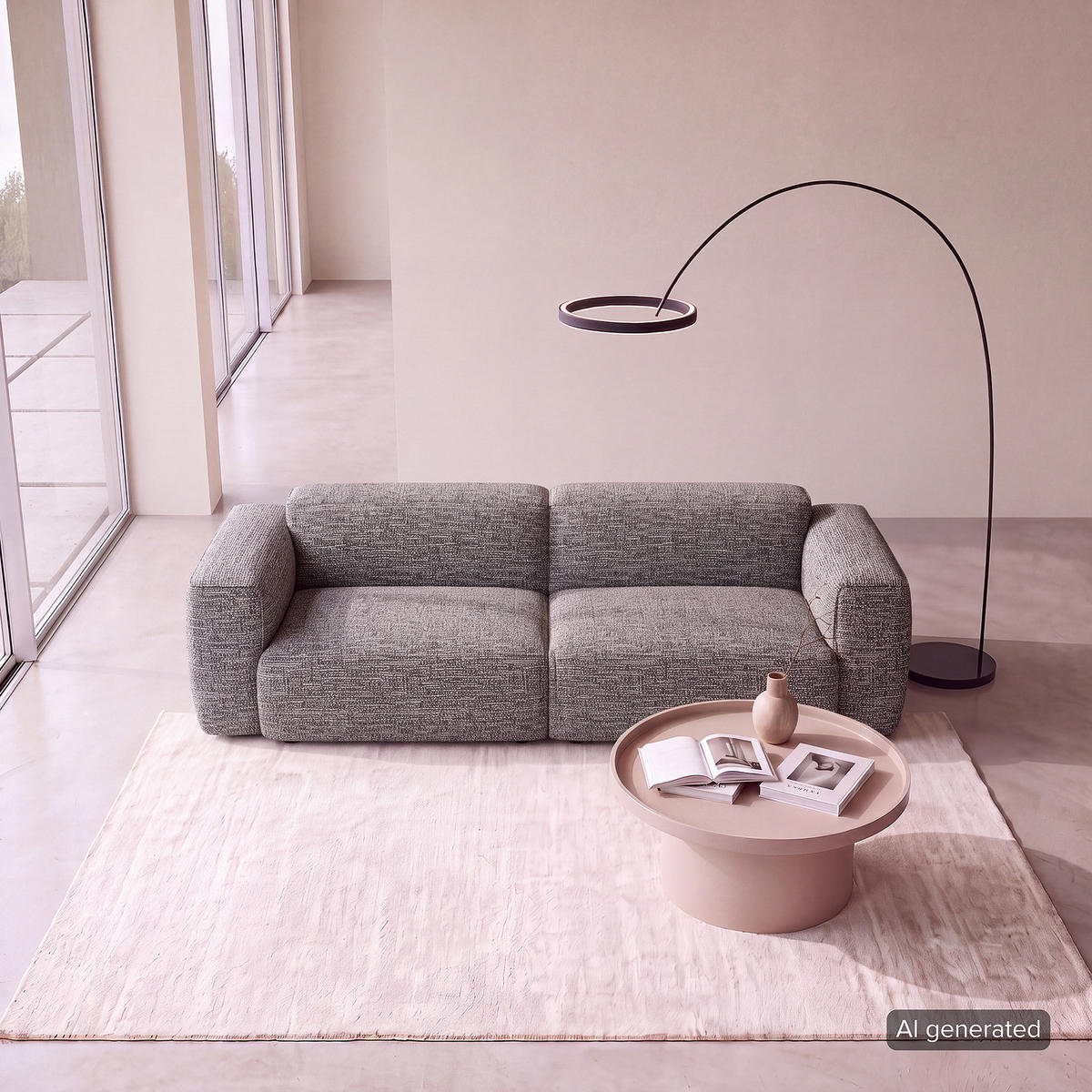 3-SITZER SOFA - Schwarz/Grau, Kunststoff/Textil (251/71/102cm) - home24