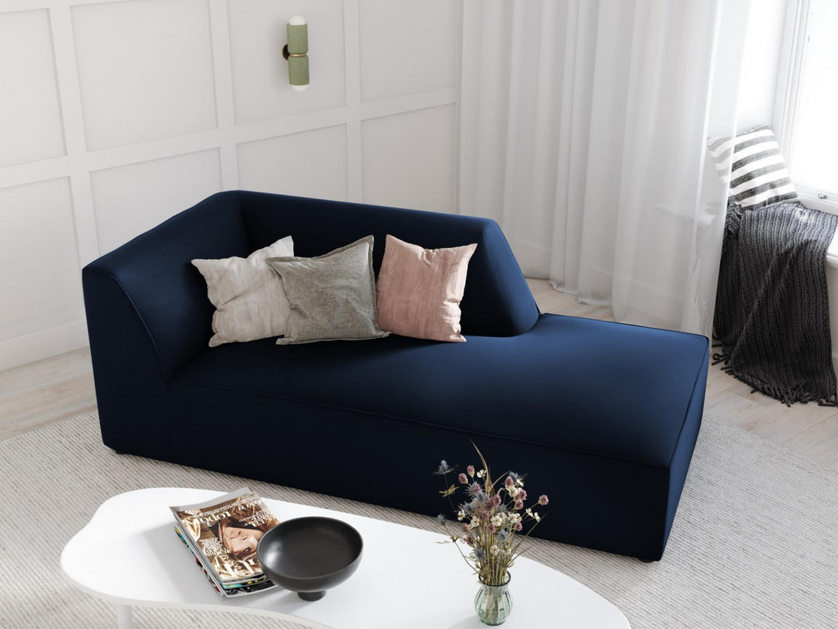 CHAISELONGUE rechts Ruby aus Samt königsblau - Blau, Textil (93/69/180cm) - Micadoni