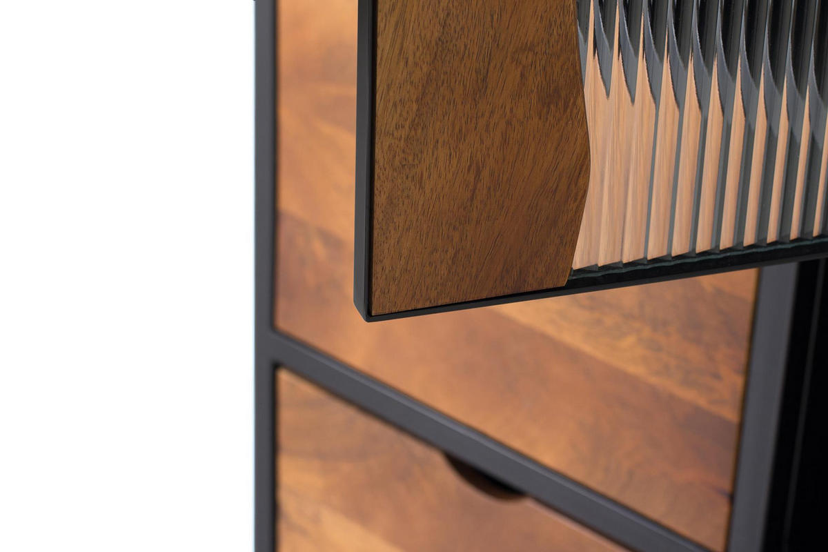 VITRINE Mangoholz und Metallelementen - Schwarz, Holz (38/198/75cm) - Giner y Colomer